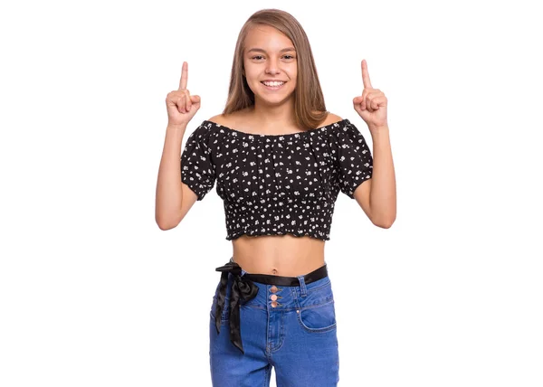 Retrato de menina adolescente no branco — Fotografia de Stock