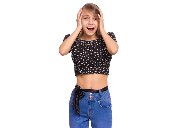 Portrait of teen girl on white — Stock Photo, Image