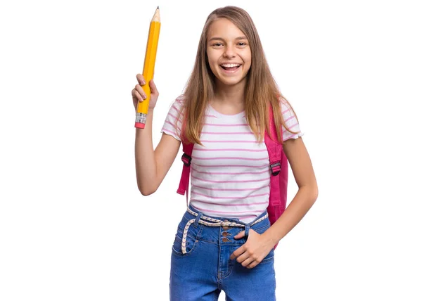 Student tiener meisje met tas — Stockfoto