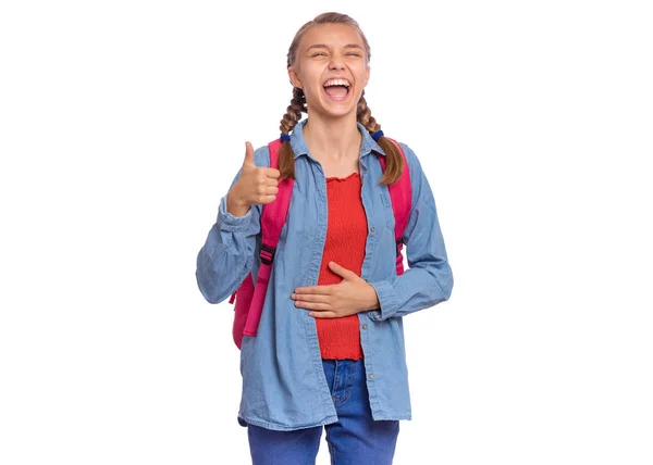 Diák tini lány táskával — Stock Fotó