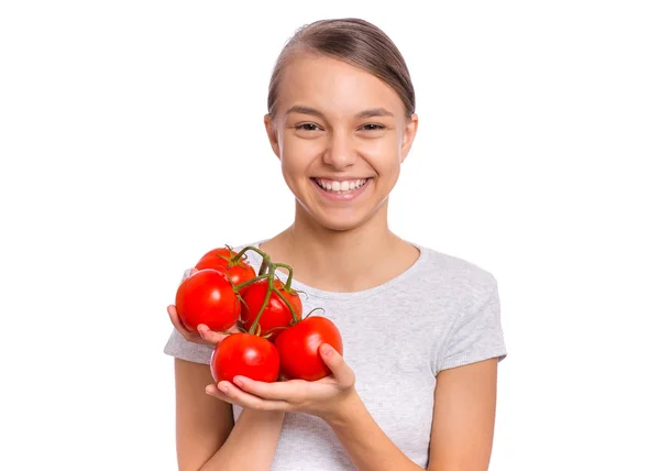 Tiener meisje met groenten — Stockfoto