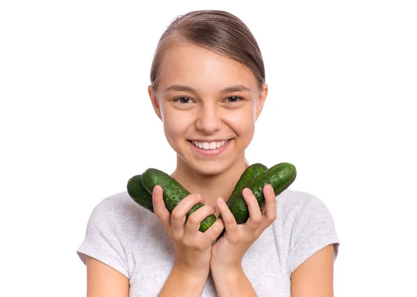 Adolescente chica con verduras — Foto de Stock