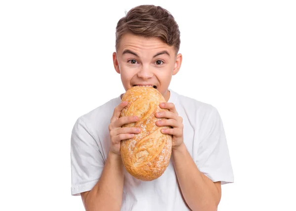 Adolescente chico con comida — Foto de Stock