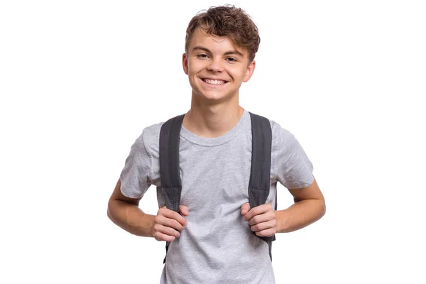 Estudante adolescente menino com saco — Fotografia de Stock