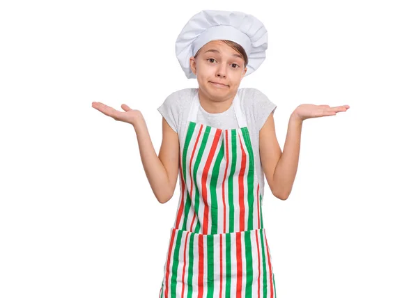 Ragazza adolescente in cappello da chef — Foto Stock