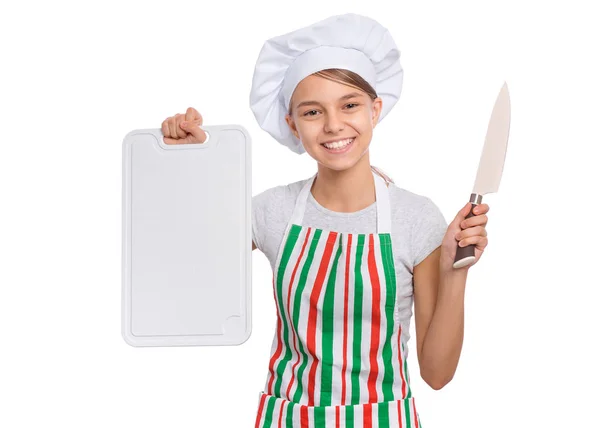 Teen girl in chef hat — Stock Photo, Image