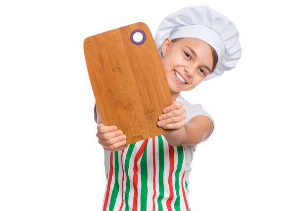 Teen girl in chef hat — Stock Photo, Image