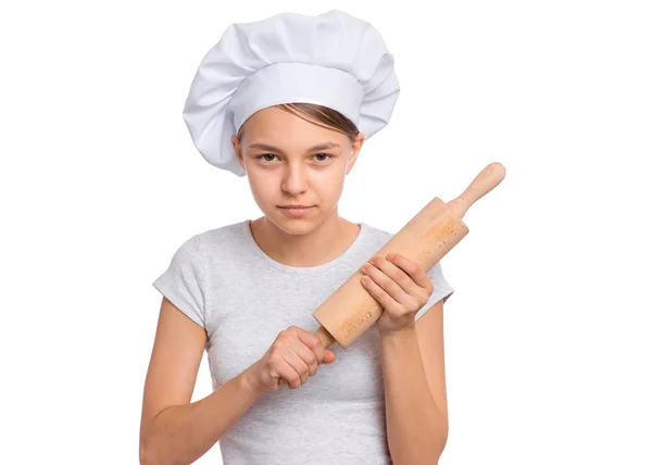 Teen Girl w kapeluszu szefa kuchni — Zdjęcie stockowe