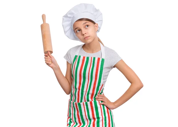 Teen girl in chef hat — Stock Photo, Image