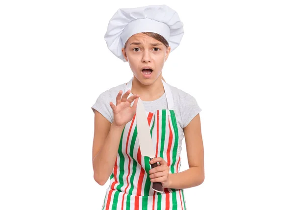 Ragazza adolescente in cappello da chef — Foto Stock