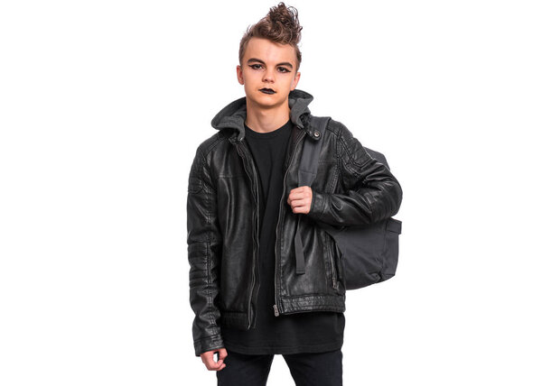 Punk goth teen boy