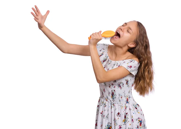 Portrait of teen girl on white — Stock Photo, Image