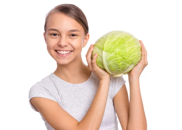 Dospívající dívka se zeleninou — Stock fotografie