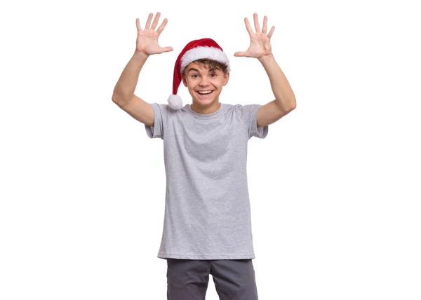 Boże Narodzenie chłopiec w santa hat — Zdjęcie stockowe