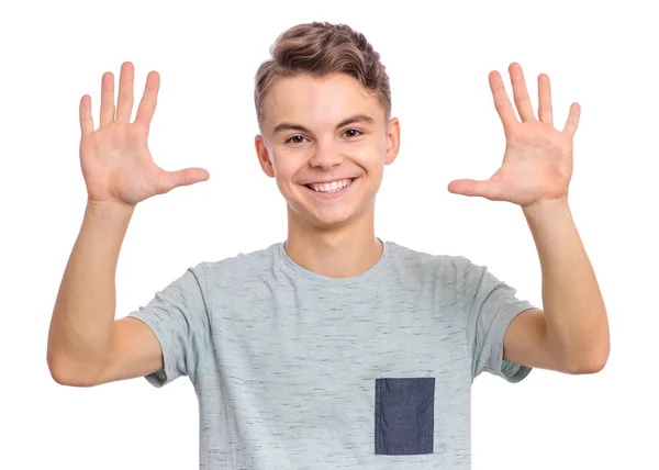 Retrato de adolescente menino no branco — Fotografia de Stock