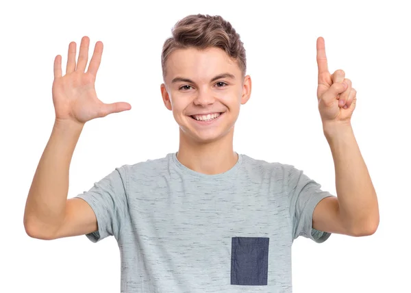 Retrato de adolescente menino no branco — Fotografia de Stock