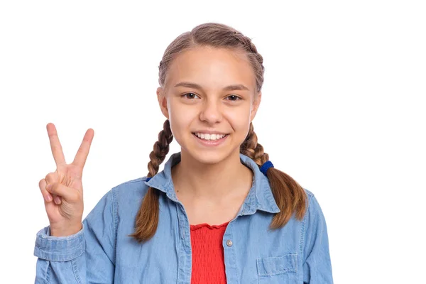 Portrait of teen girl on white — Stock Photo, Image