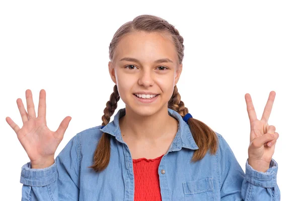 Retrato de adolescente en blanco — Foto de Stock