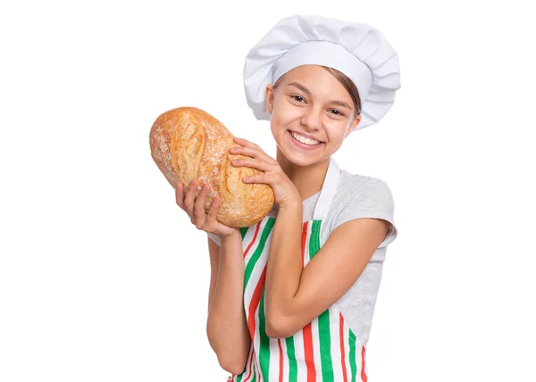 Teen girl in chef hat — Stock Photo, Image