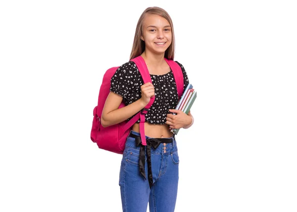 Student tiener meisje met tas — Stockfoto