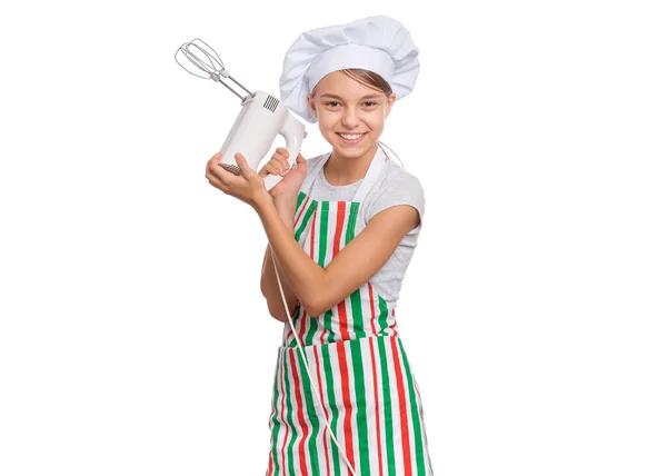 Girl chef on white — Stock Photo, Image