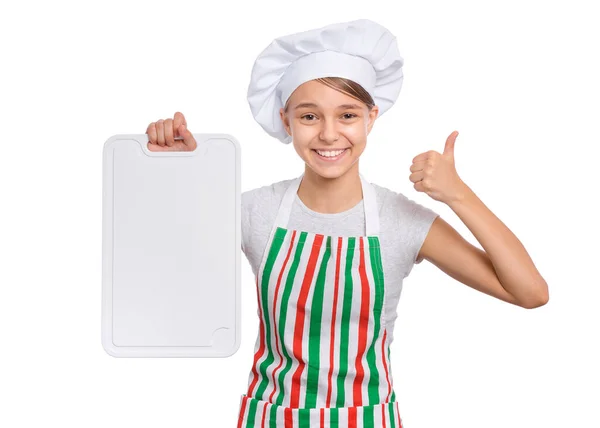 Ragazza chef su bianco — Foto Stock