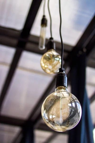 Decorating Concept Luxury Beautiful Retro Edison Light Lamp Decor — Stock Photo, Image