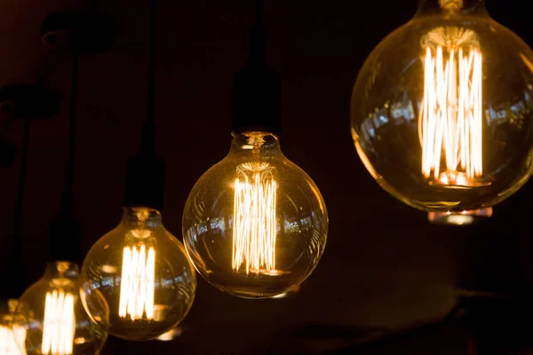 Interior Decorating Concept Luxury Beautiful Retro Edison Light Lamp Decor — Stock Photo, Image
