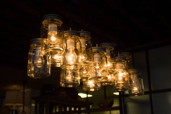 Concepto Decoración Interiores Lujo Hermosa Decoración Lámpara Luz Retro Edison — Foto de Stock