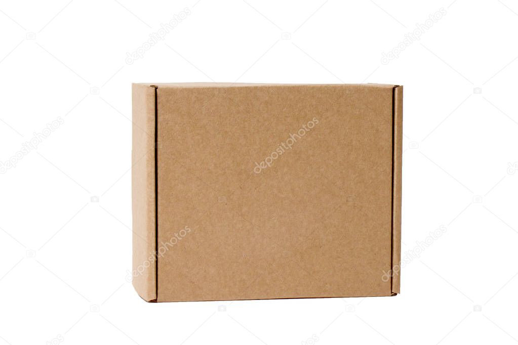 Delivery, moving, package and gifts concept - Cardboard box isolated on white. mock up