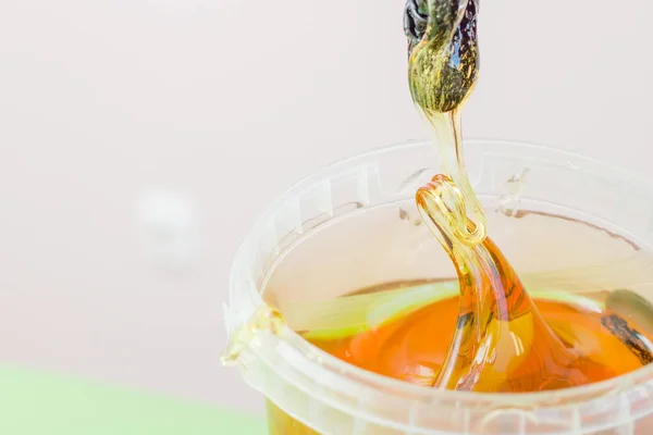 Depilation Beauty Concept Sugar Paste Wax Honey Hair Removing Black — Stock Photo, Image