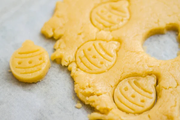 Massa Crua Para Biscoitos Natal Para Crianças Fazendo Pão Gengibre — Fotografia de Stock