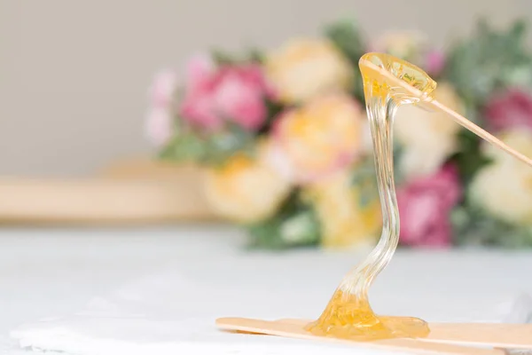 Depilación Concepto Belleza Pasta Azúcar Miel Cera Para Depilación Con —  Fotos de Stock