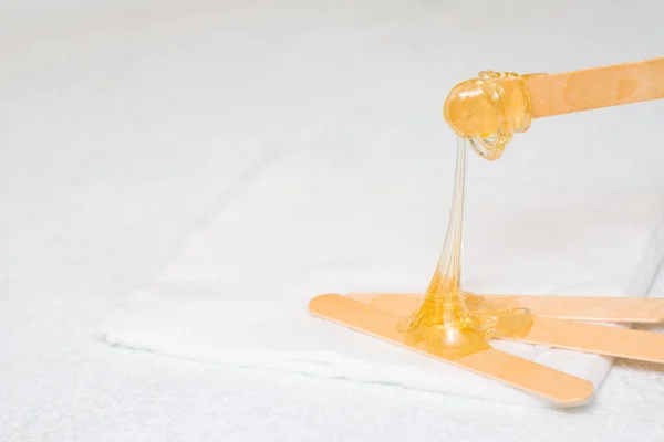 Έννοια Αποτρίχωσης Και Ομορφιάς Πάστα Ζάχαρης Κερί Μέλι Για Την — Φωτογραφία Αρχείου