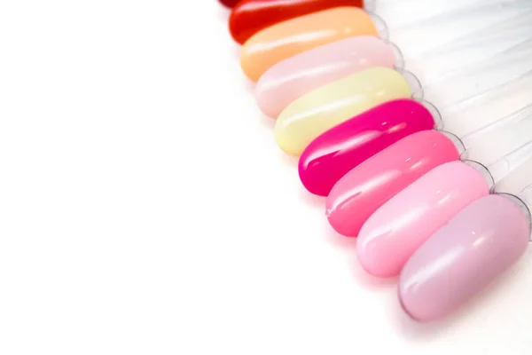 Nail Care Manicure Concept Multicolor Nail Polish Palette Client Nails — Stock Photo, Image