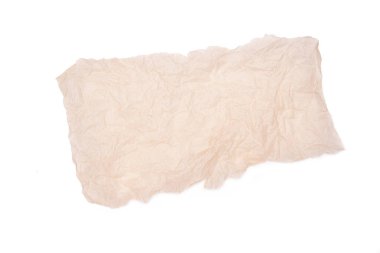 Beyaz boşaltmak için metin şablonu gıda arka plan olarak ile izole buruşuk kağıt levha. Üstten Görünüm. düz lay.