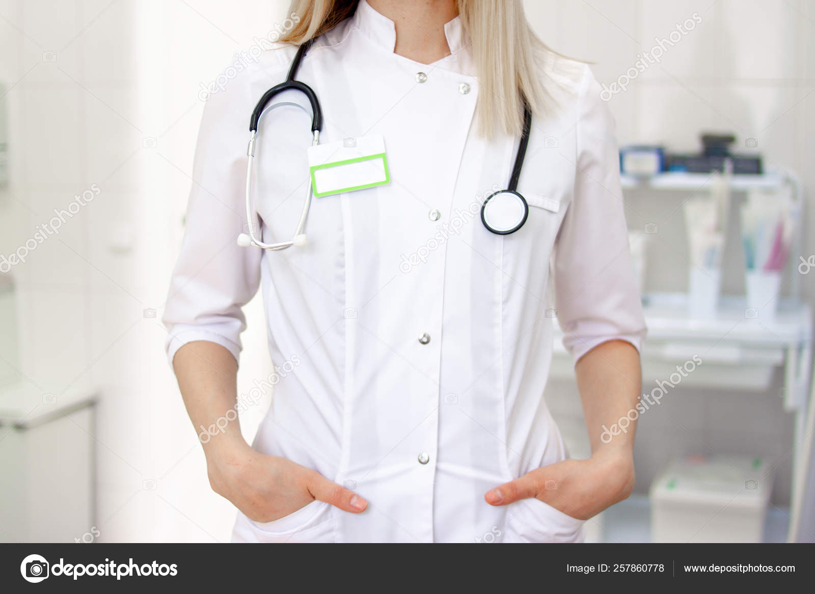 Download Medical Staff Working At The Hospital Cropped Woman Doctor In White Uniform Mockup For Doctor Name Healthcare And Medical Exams Concep Royalty Free Photo Stock Image By C Kuzinanatali 257860778