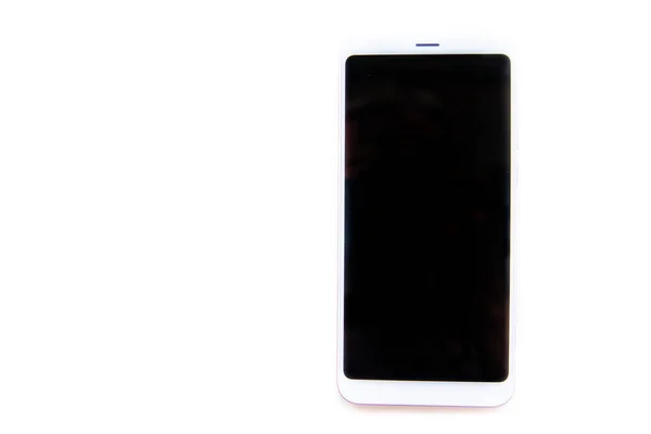 Smartphone móvil con pantalla táctil negra aislada en blanco. Copyspace fo texto. Concepto de servicio, reparación y tecnología . — Foto de Stock