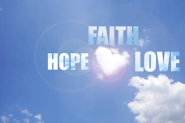 blue sky and faith hope love word and render fare for backgrund