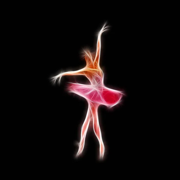 Ohnivé Baletka Tutu Silueta Izolované Černém Pozadí — Stock fotografie