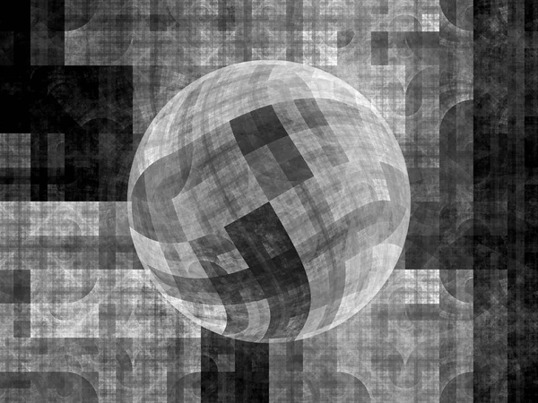 Blue glowing sphere fractal, black and white, computer generated abstract background, 3D rendering