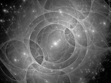 Boyutlu kapısı uzayda parlayan, bilgisayar arka plan, siyah ve beyaz, 3d render oluşturulan