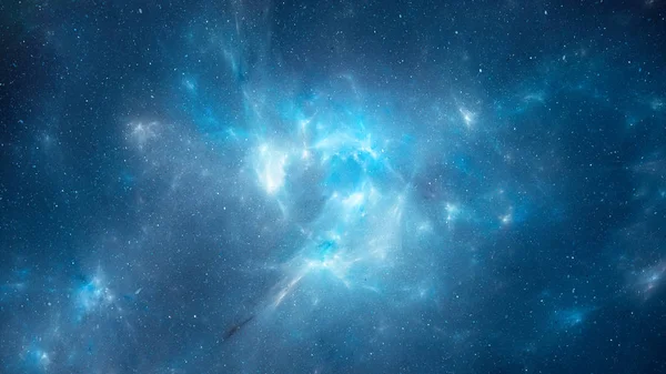 蓝色发光的星云与等离子体场在太空 — 图库照片