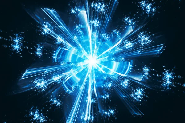 Fractal cuántico brillante azul — Foto de Stock