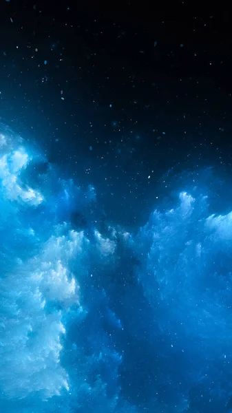 Blå glödande nebulosa smartphone mall — Stockfoto
