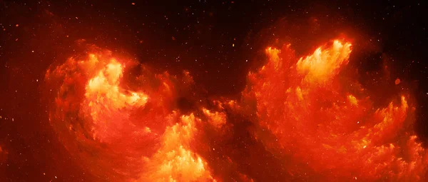 Fundo widescreen fractal nebulosa brilhante Fiery — Fotografia de Stock