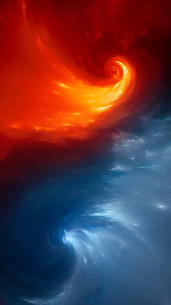 空间智能手机模板中火热和冰冷的双螺旋星云 — 图库照片