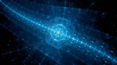 Mavi uzayda birden fazla daire parlayan