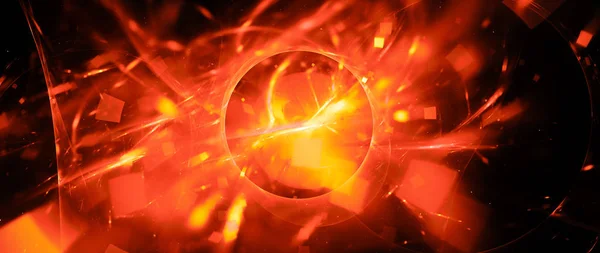 Fiery glowing portal with plasma particles — Stock Photo, Image