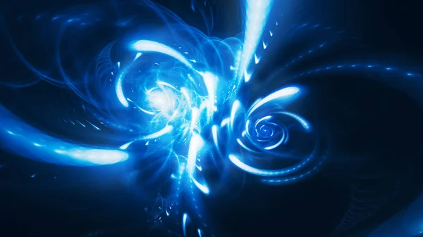 Blue glowing double spiral spinning energy in space — Stock Photo, Image